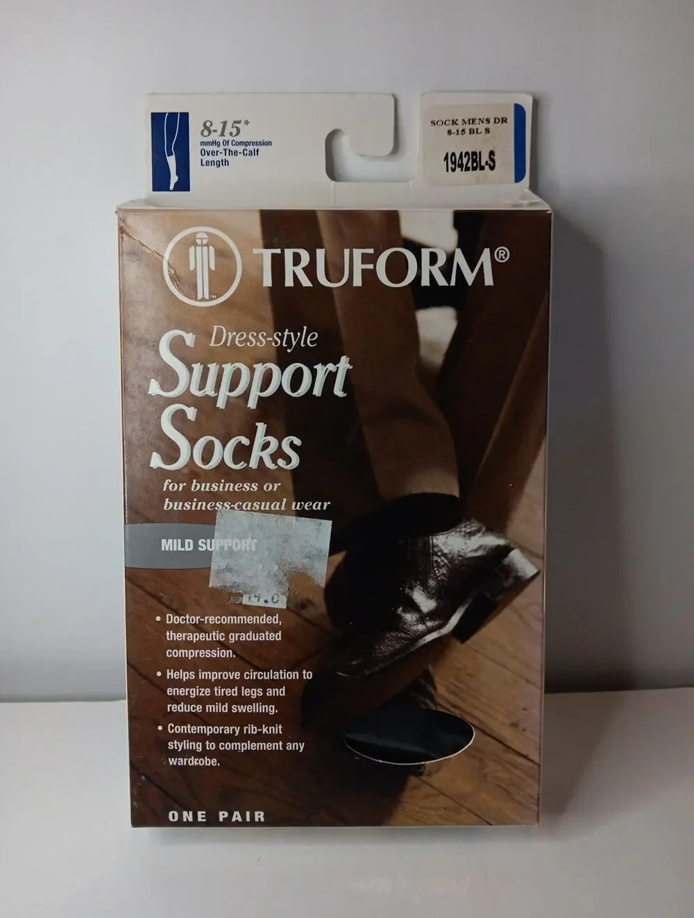 Truform Men's Socks Over The Calf Dress Style: 8-15 mmHg S BLACK (1942BL-S)